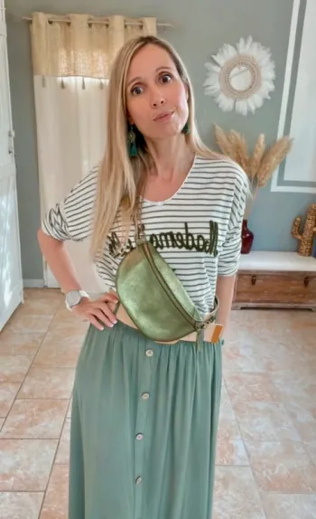 Sac banane  vert cuir irisé