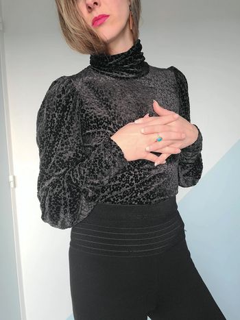 Rare Sous pull velours vintage XS