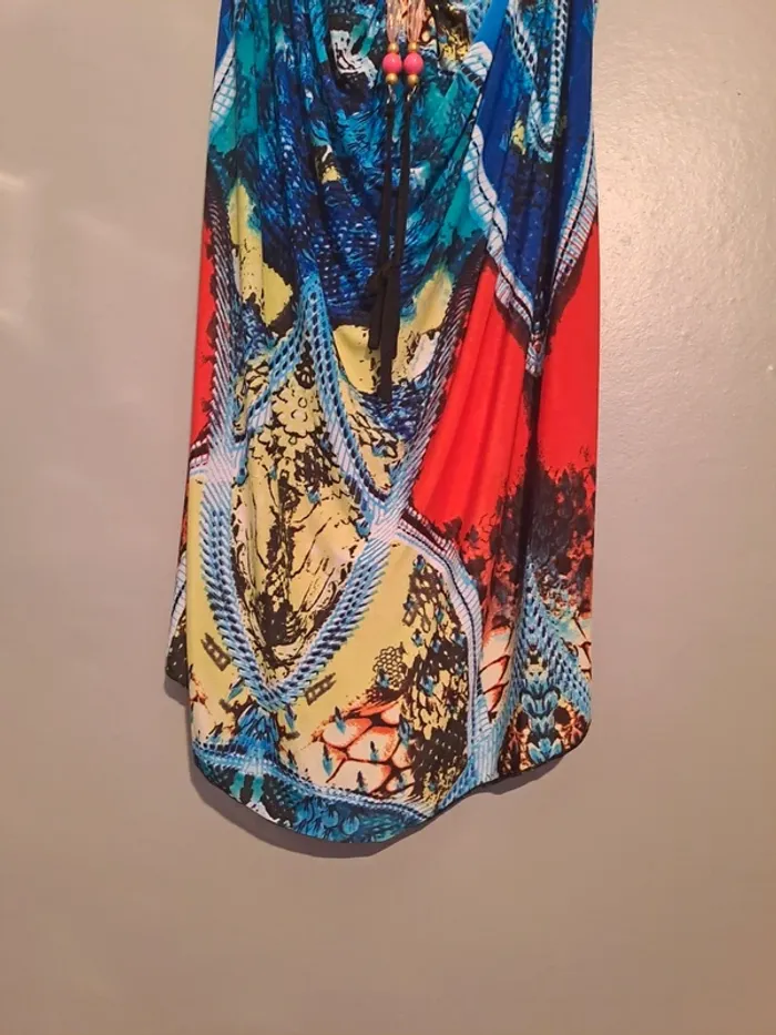 Robe bustier multicolore ton bleu - Marque Xinlai - Taille 40 - État neuf. - photo numéro 4