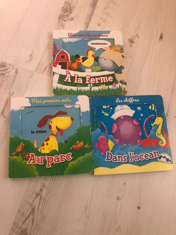 Lot de 3 livres bébé épais en relief les 1ers mots, mes amis les animaux et les chiffres