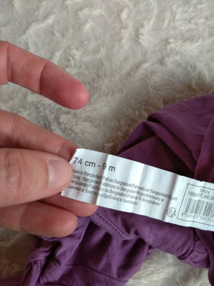 Lot de 2 tee shirt manches longues Fille 9 mois Fleurs Chat Cute Little kitty In Extenso 100% coton - photo numéro 8