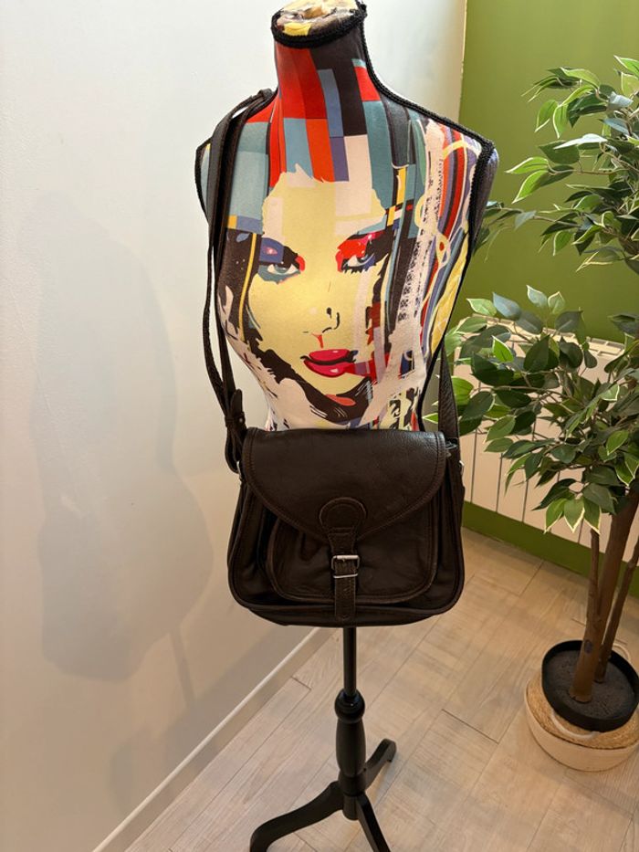 Sac à bandoulière en cuir noir Paul Marius