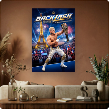 Affiche "WWE Backlash France" poster catch événement sportif déco murale A3 Sans cadre
