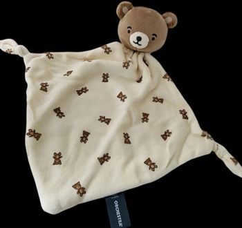 ❤️Doudou plat mouchoir ours orchestra