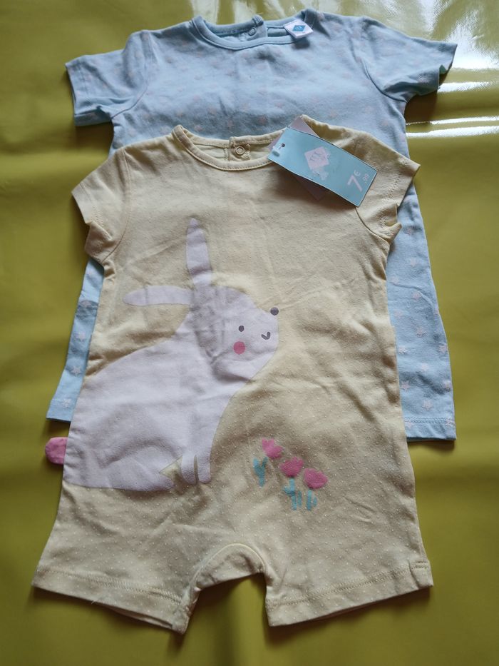 lot 2 barboteuse combishort fille tex baby 67 cm 6 mois - photo numéro 1