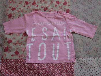 T-Shirt manches longues rose 1 mois