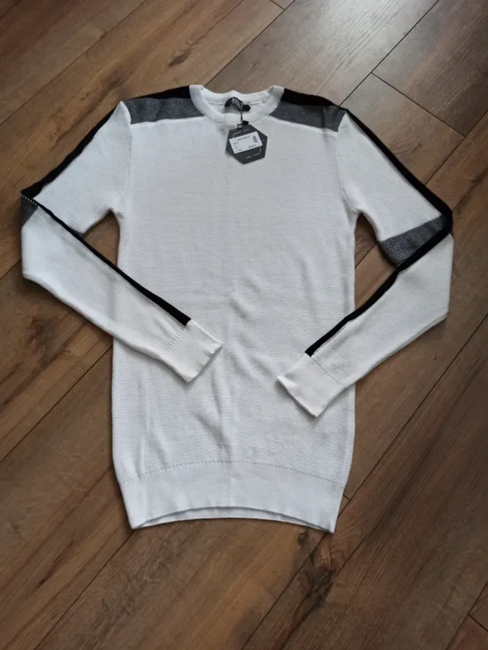 Pull blanc homme manches longues XL