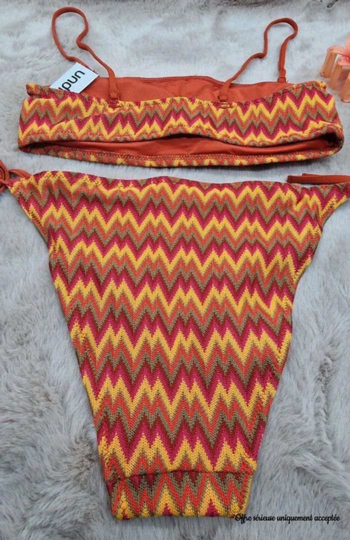Bikini Undiz Neuf 33€- Taille S/36 - Zigzag orange jaune – Été plage - photo numéro 6
