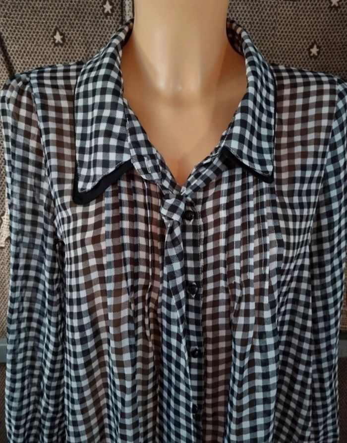 Chemise à carreaux transparente avec cravate taille L - photo numéro 2