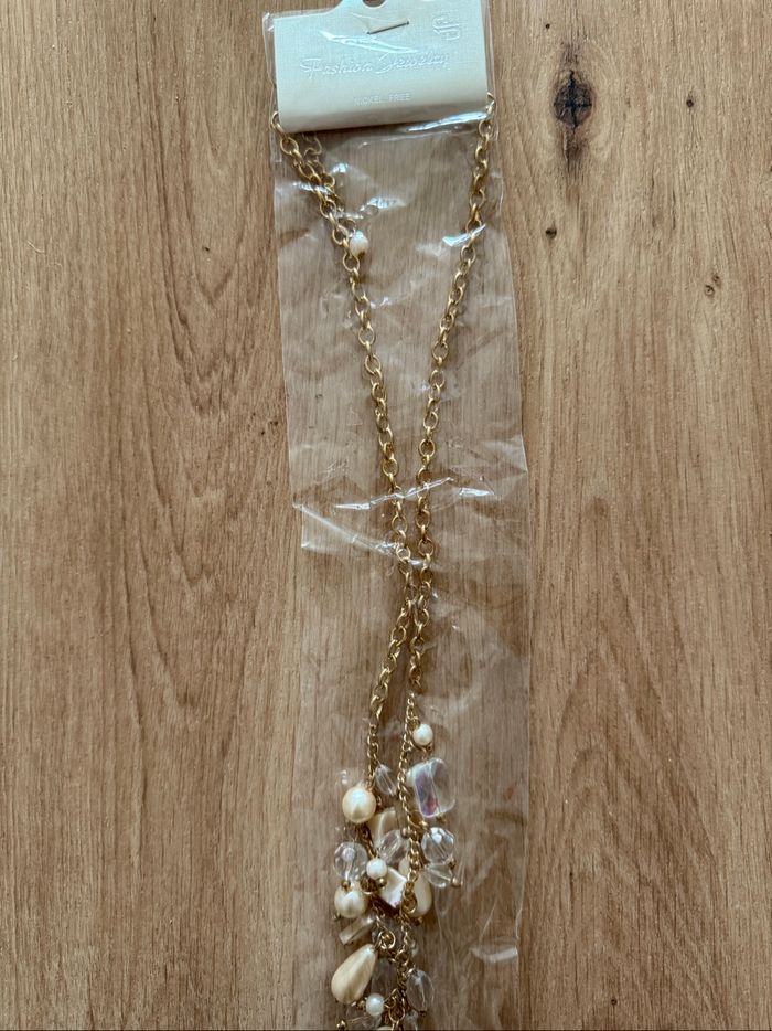 Collier long doré blanc boutique indépendante taille unique - photo numéro 4