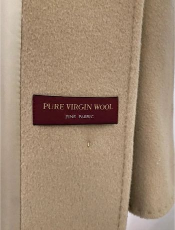 Manteau long droit beige laine vierge Un Jour ailleurs