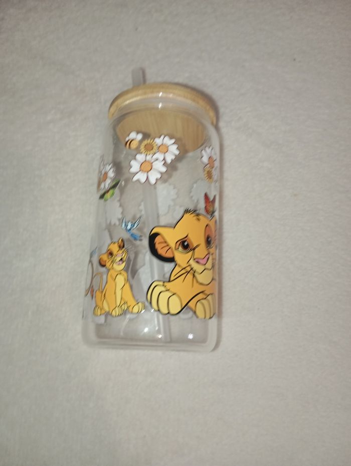 Can glass roi lion en verre avec paille - photo numéro 3