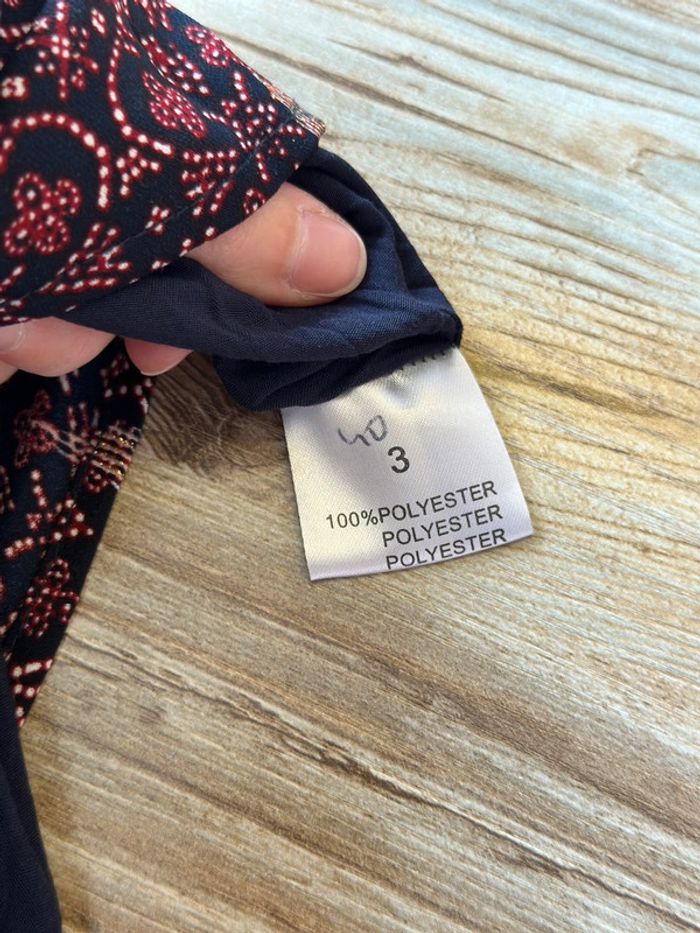 Belle robe fluide noire avec imprimé fleuri bordeaux et doré, taille 3/40 - La Petite Étoile Paris - photo numéro 8