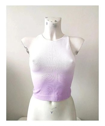 Top court sport crop top extensible maille côtelée