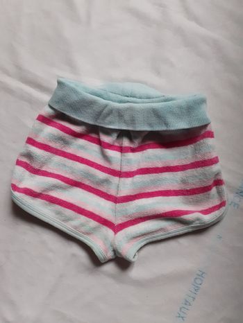 Short mousse rayé framboise, rose, blanc et bleu clair