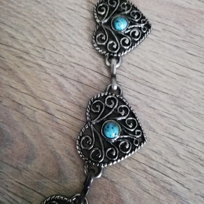 Collier fantaisie coeur pierres bleues.. - photo numéro 2