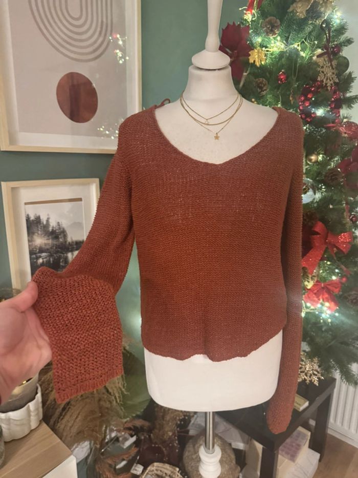 Pull en maille fine et ample Only Orange brique rouillé taille M court