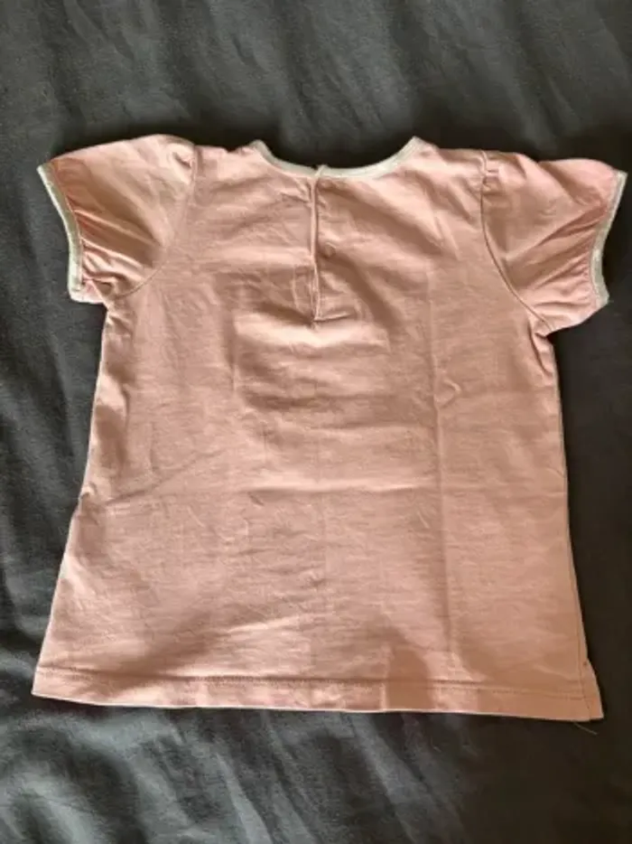 T-shirt rose poudré 24 mois 88cm sergent major - photo numéro 2