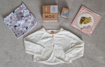 Gilet écru ajouré en coton – Orchestra – 18 mois (TBE comme neuf)
