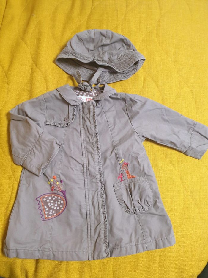 Veste de pluie fille 9 mois DPAM avec chapeau assorti
