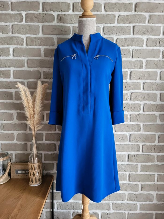 Robe chic bleu électrique Claudie Pierlot - Neuve avec ceinture - photo numéro 2
