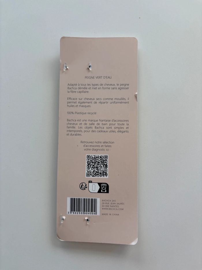 Peigne large Bachca Vert d’eau 100% plastique recyclé – Neuf, jamais utilisé - photo numéro 2