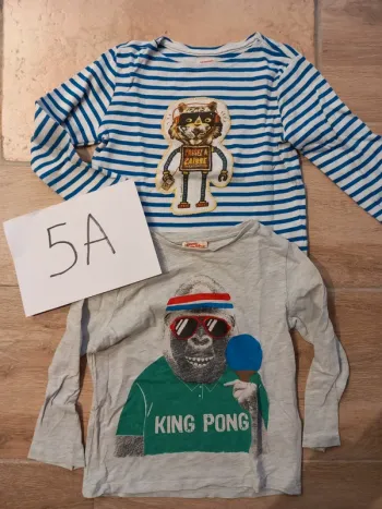 Lot 2 tee shirts manches longues animal dpam garçon 5 ans