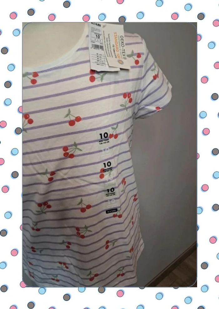 🍒 T-shirt neuf 10 ans – Kiabi – Motif cerise 🍒 - photo numéro 2