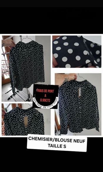 Chemisier / blouse noir femme / fille / adolescente taille S neuf