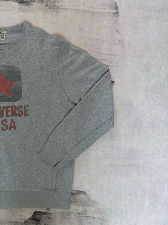 Sweat Converse vintage made in italy taille M gris clair imprimé étoile "converse USA" - photo numéro 5