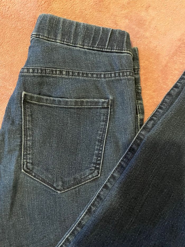 Jean H&M femme bleu foncé - taille 34 - coupe slim - taille élastique - photo numéro 3