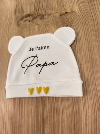 Bonnet bébé cadeau de naissance je t'aime papa
