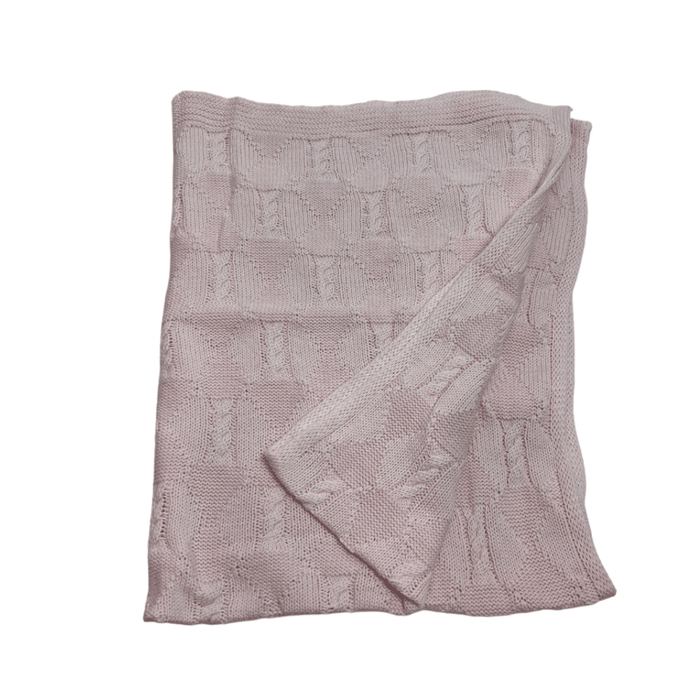 Couverture en maille rose 1m x 1m