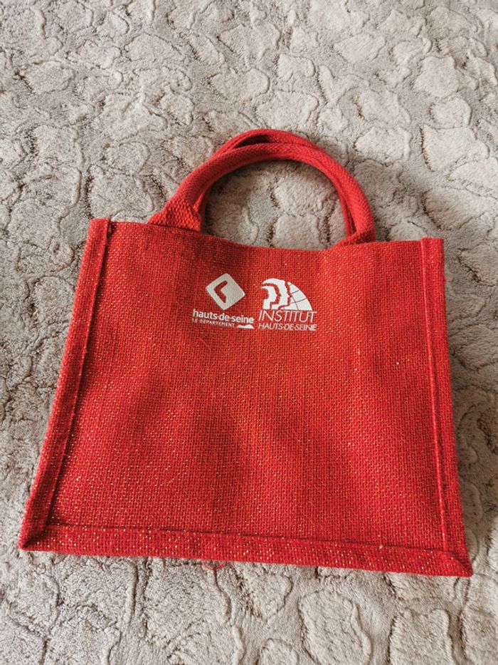 Petit sac cabas rouge en toile de jute Westford Mill - photo numéro 8
