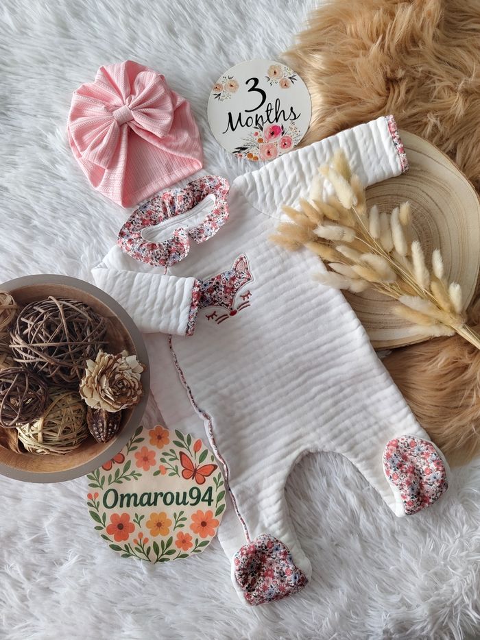 Pyjama molleton fleuri sergent major fille 3 mois 🎀