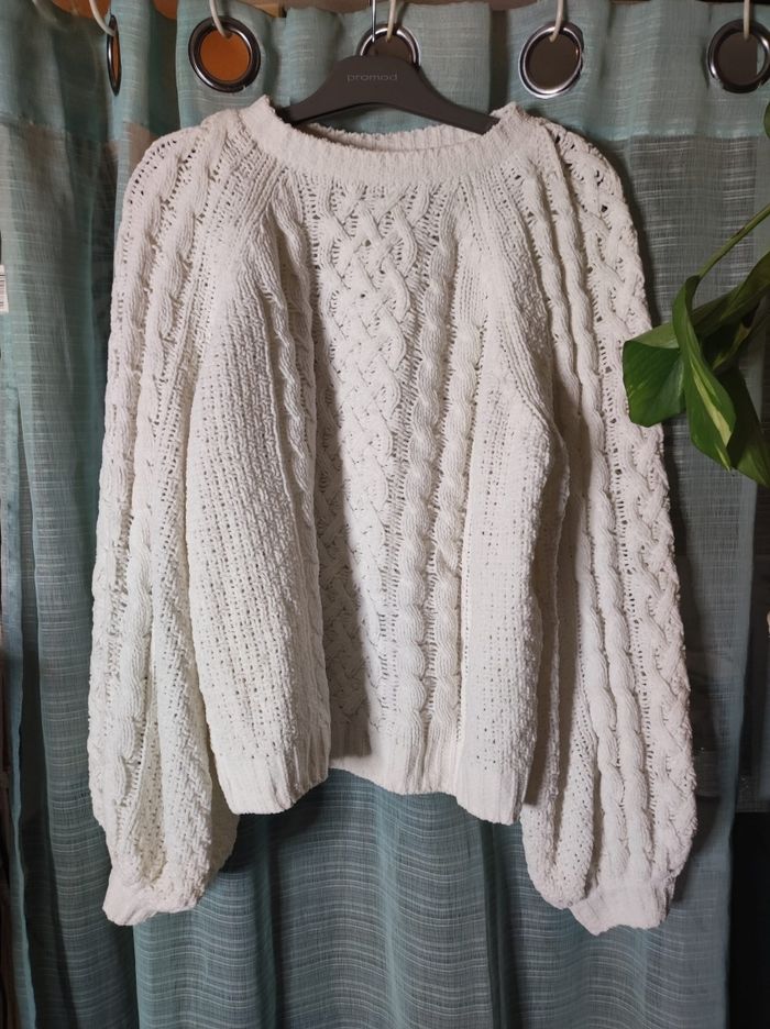 Pull tricot maille blanc kiabi - photo numéro 2