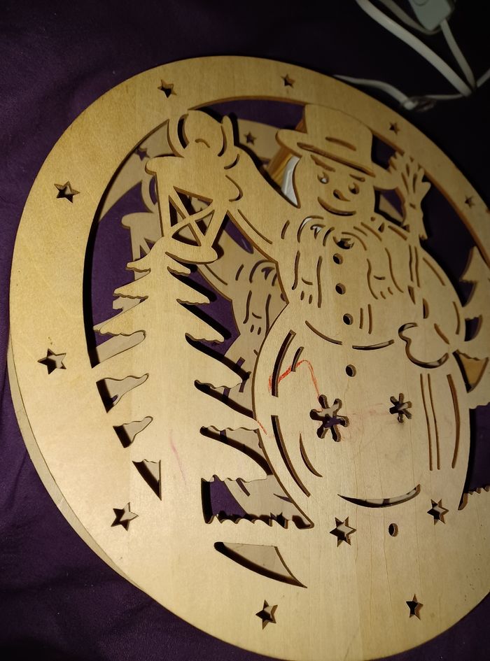 Lampe bois bonhomme de neige - photo numéro 6