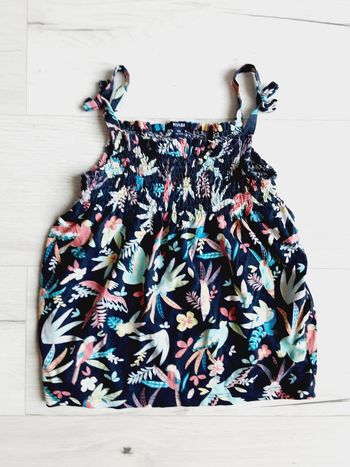 Vêtement fille tee-shirt débardeur fleurs perroquet 10 ans