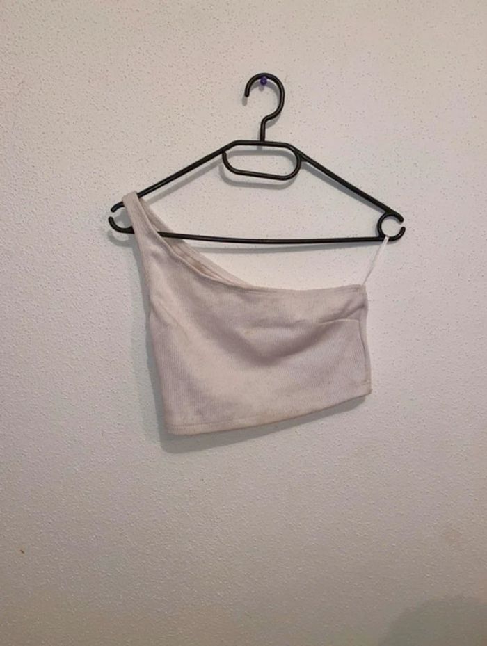 Top asymétrique en tissu côtelé – Taille XS 🦋