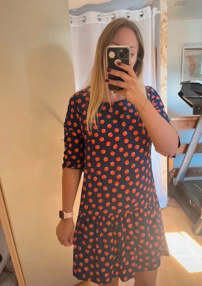 Robe courte style rétro vintage Gap à pois bleu orange 38 M - photo numéro 4