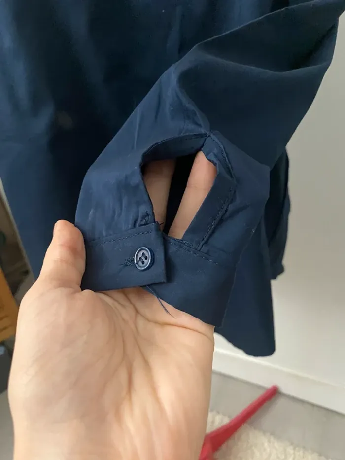 Blouse bleue foncé col bardot dos nu Voyelles - photo numéro 2