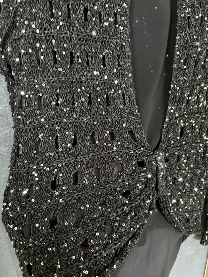 Haut noir sequin Mim ajouré - photo numéro 5