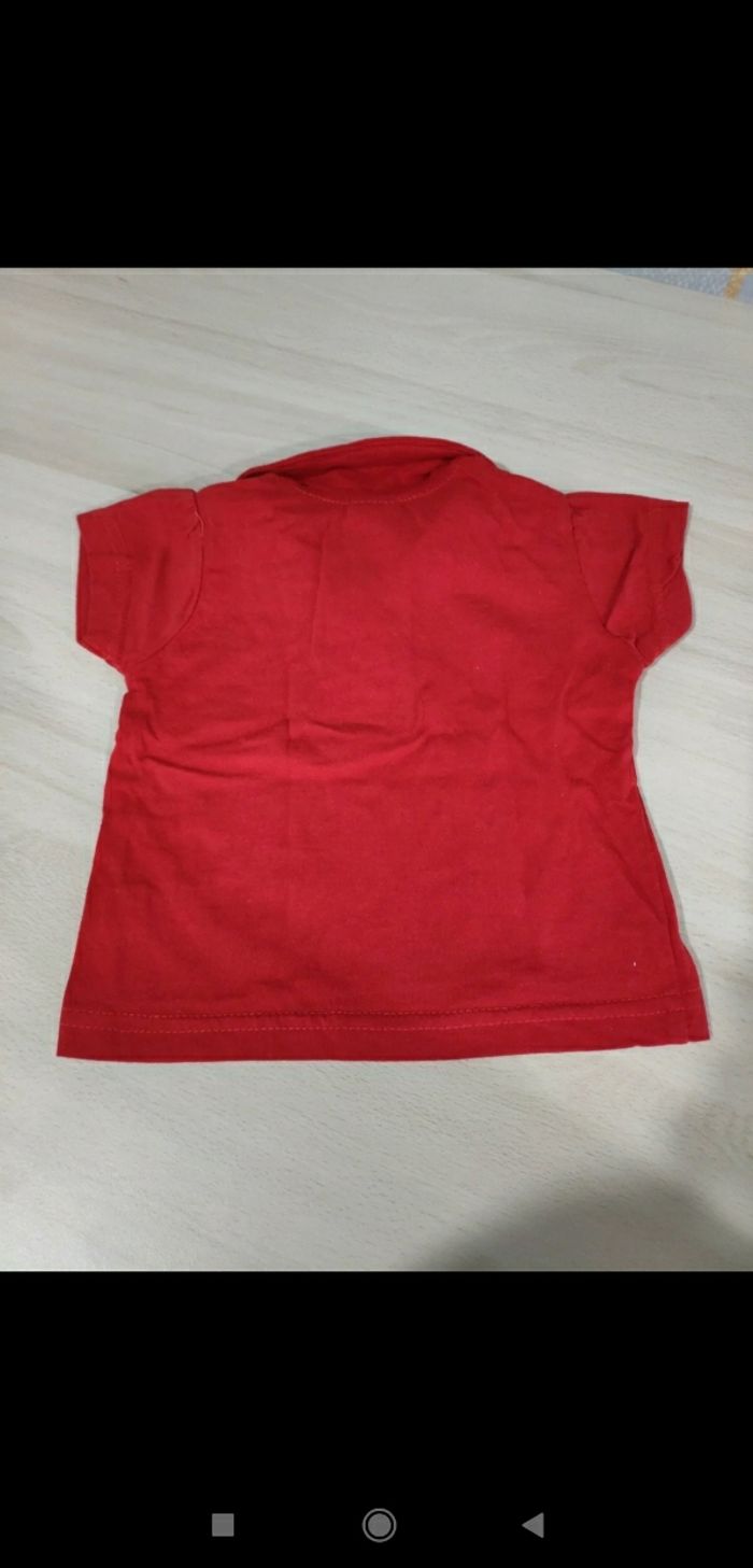 T shirt rouge vif cœur 6/9 mois fille - photo numéro 3