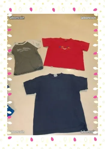 Lot de 3 tee shirts bleu rouget et un gris
