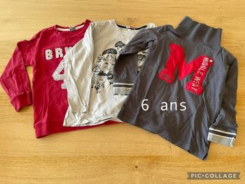 Lot 3 tshirts ML 6 ans