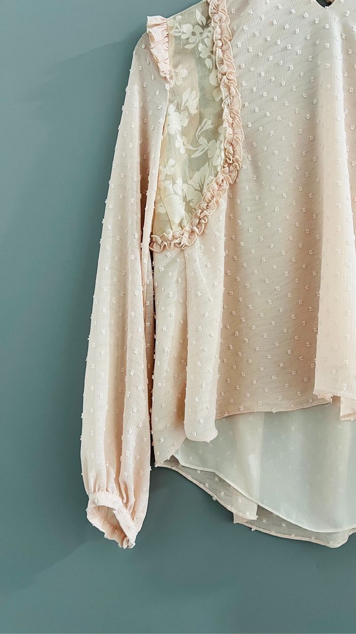 Chemisier vintage blouse manches longues Zara Taille XS rose - photo numéro 3