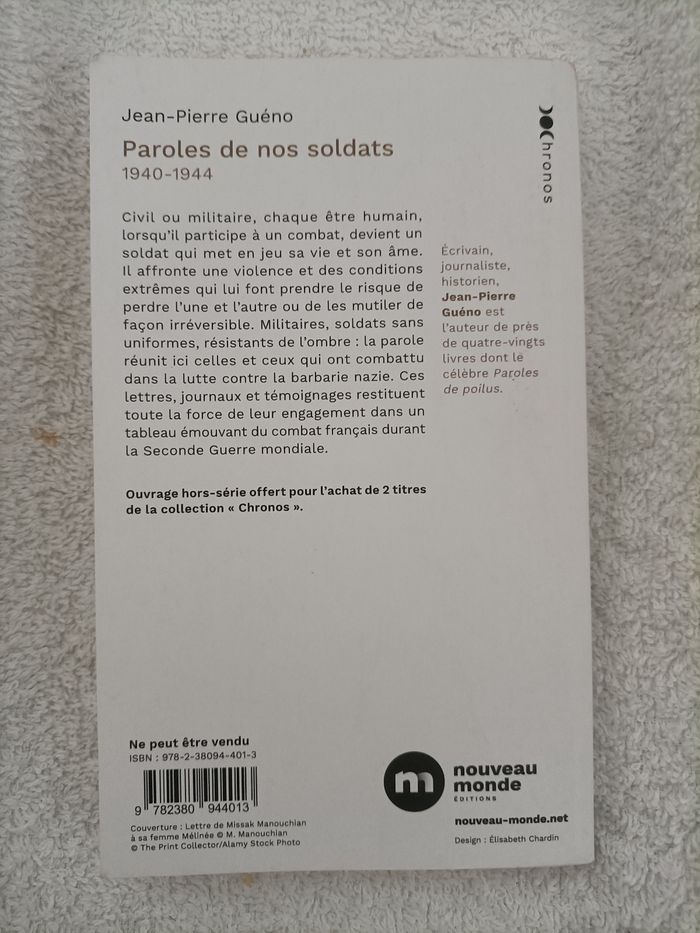 Paroles de nos soldats – Jean-Pierre Guéno - photo numéro 2