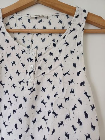Débardeur croptop  blanc motif chat mango M