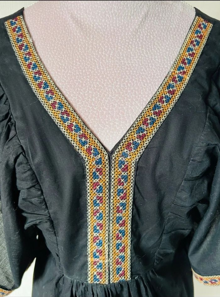 🖤🌸 Blouse ethnique Maison Hôtel noire broderies made in India embroidered oriental blouse🌸🖤 - photo numéro 12