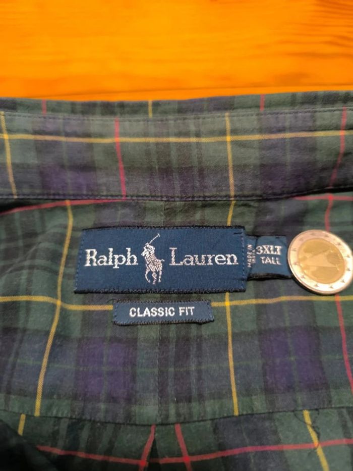 Chemisette à carreaux - Ralph Lauren - Classic Fit - Logo brodé rouge - Vert, bleu - Taille XXXL - photo numéro 7